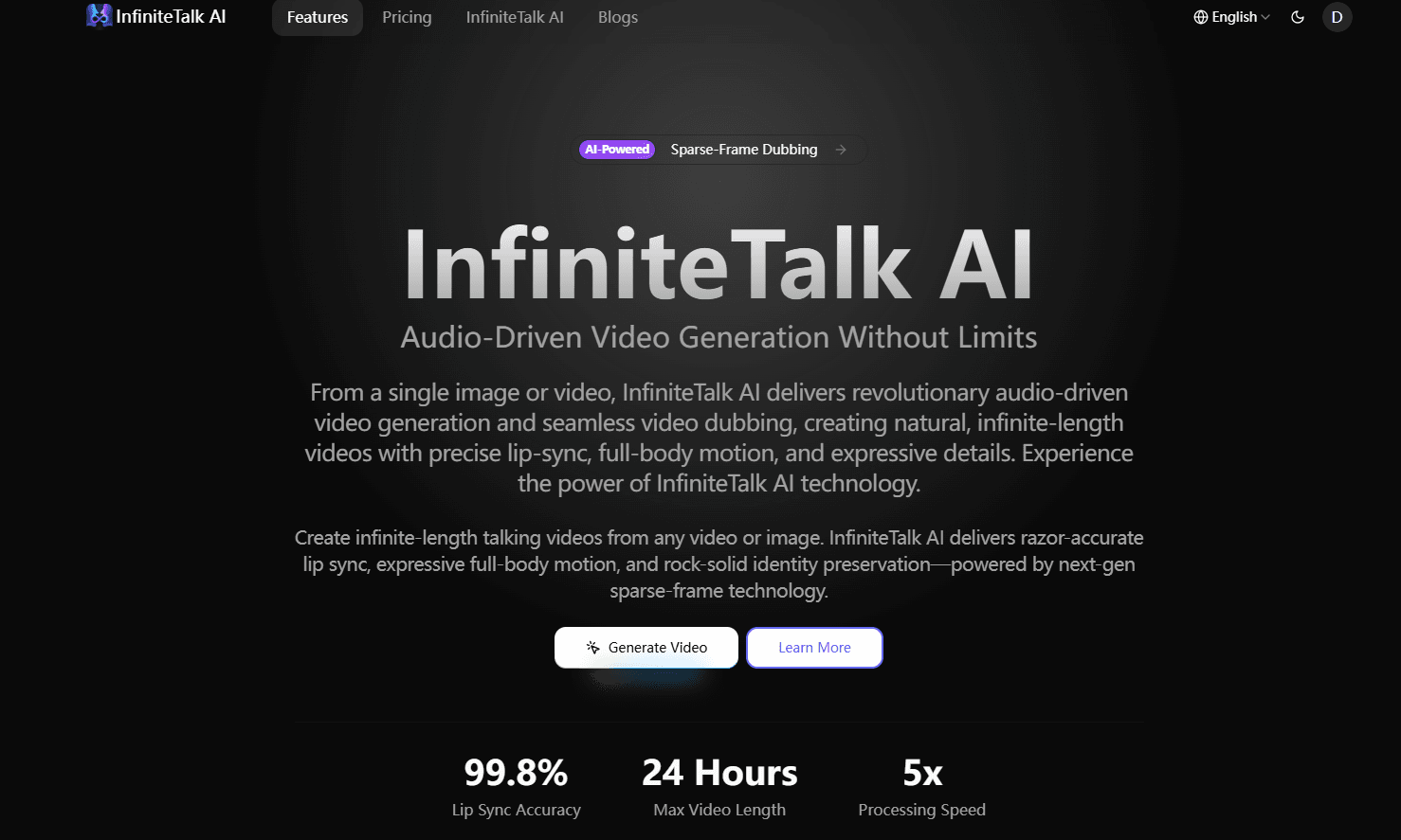 Infinite Talk AI Tools video creation tool screenshot
