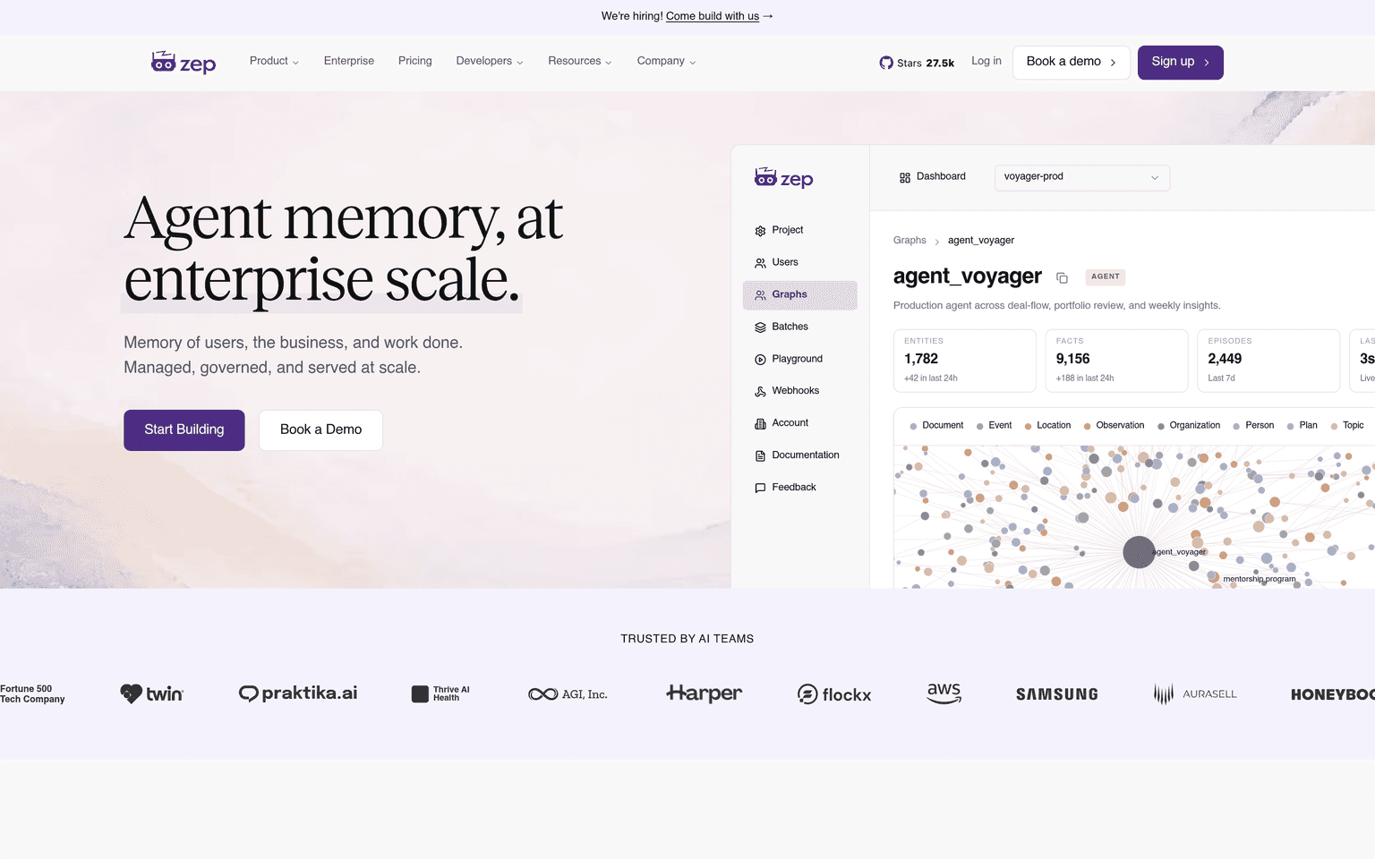 Zep website homepage screenshot showing the product