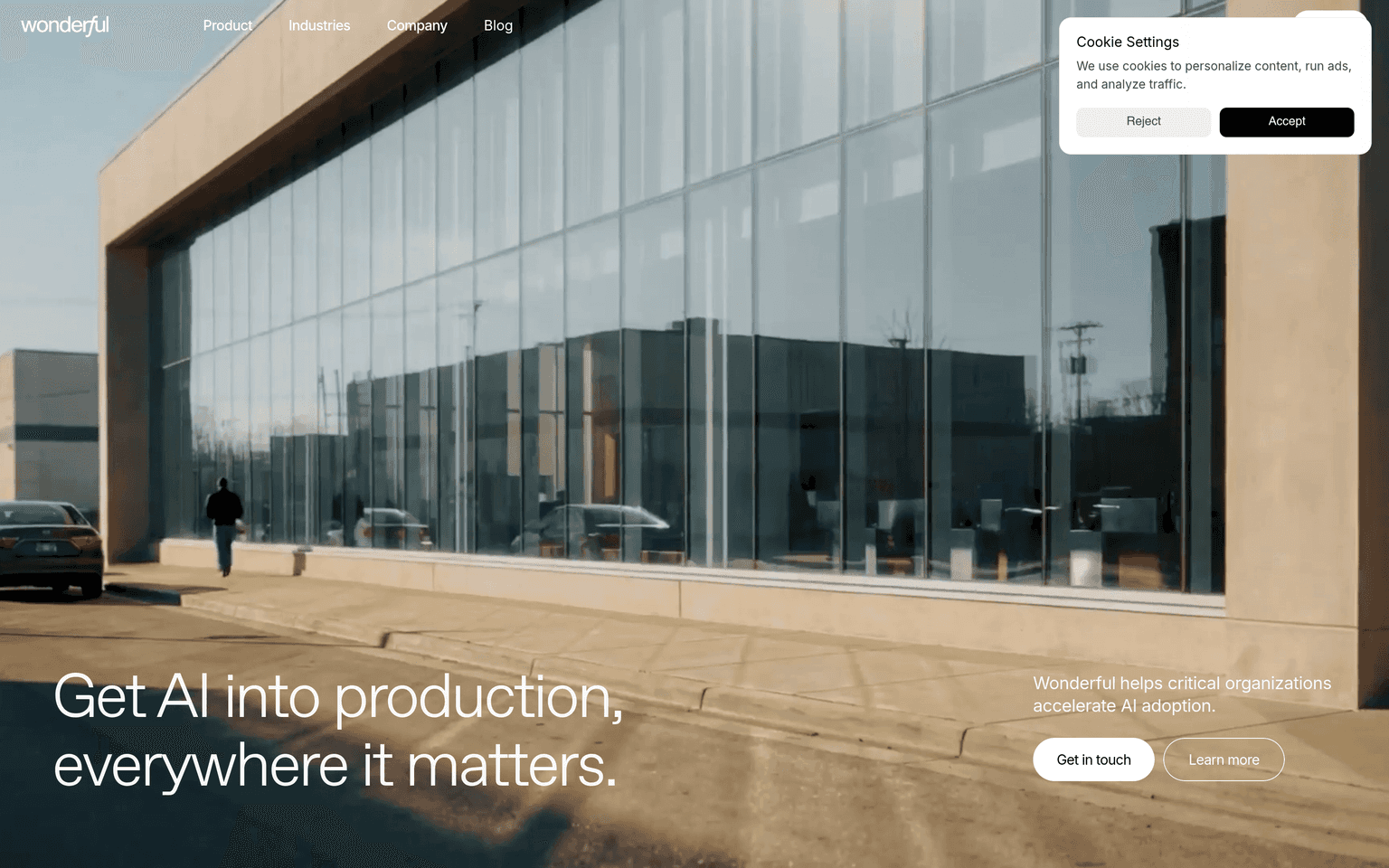 Wonderful website homepage screenshot showing the product