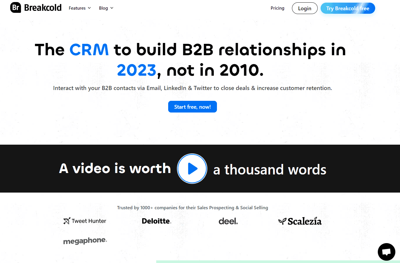 Breakcold dashboard showcasing B2B engagement tools.