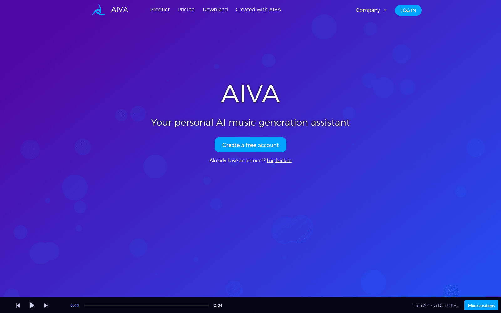 AIVA music creation tool screenshot