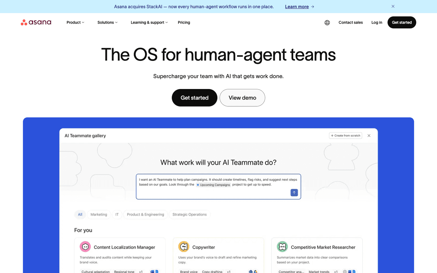 Asana productivity tool screenshot