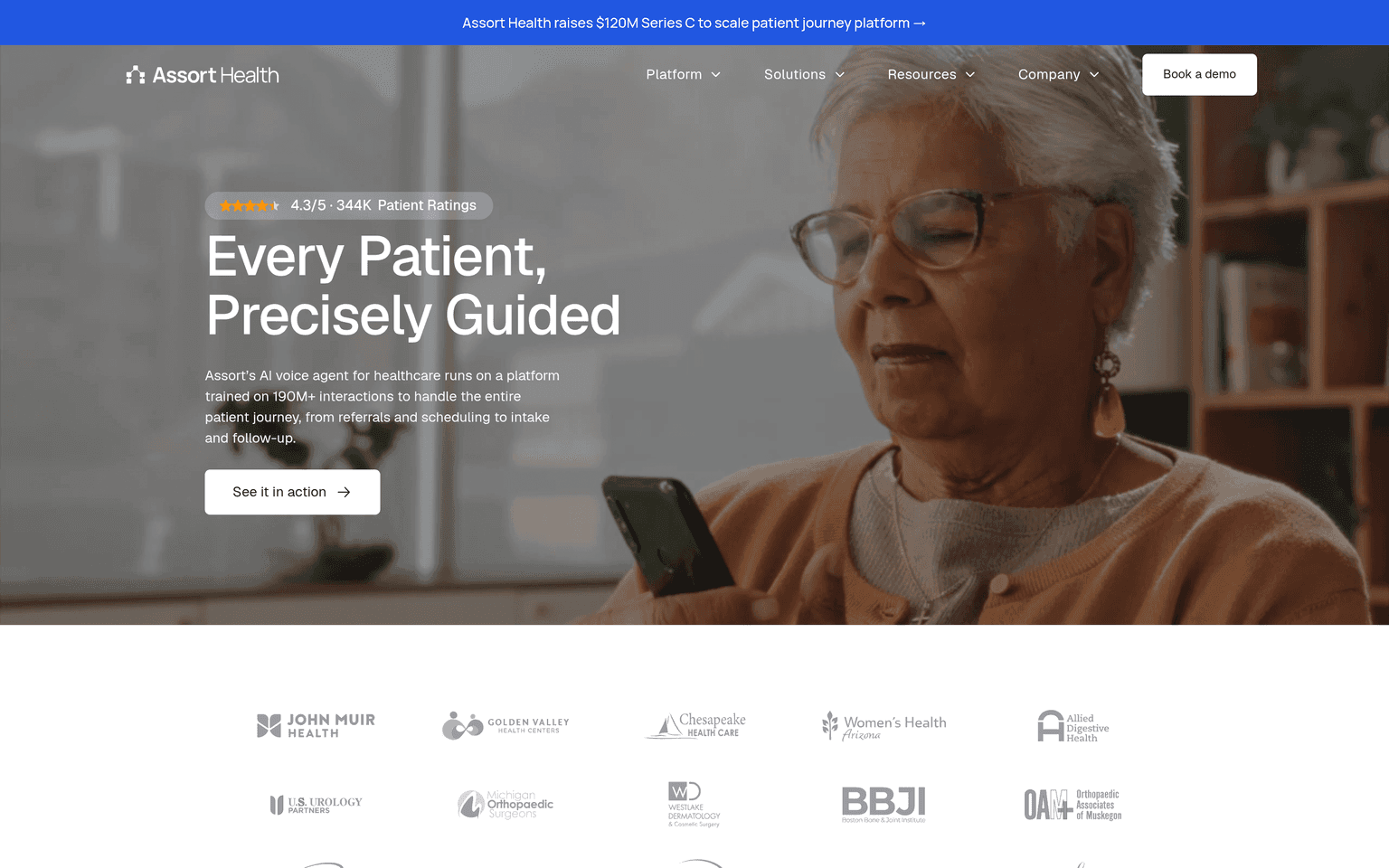 Assort Health product interface dashboard screenshot homepage view