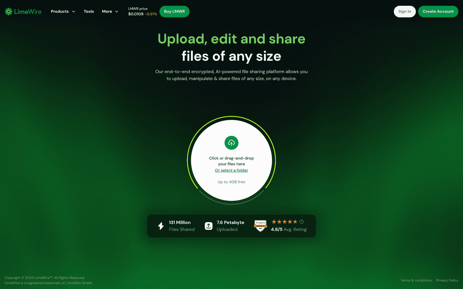 LimeWire AI Studio landing page, where BlueWillow image generation now lives