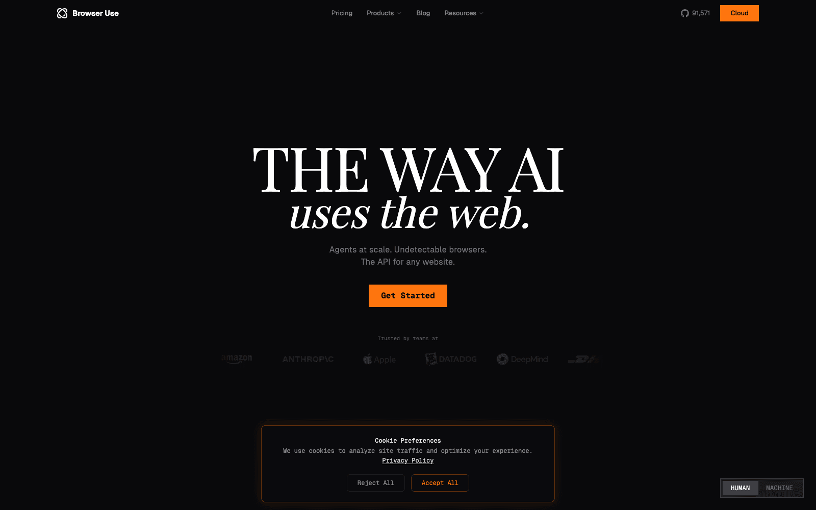 Browser Use ai infrastructure tool screenshot