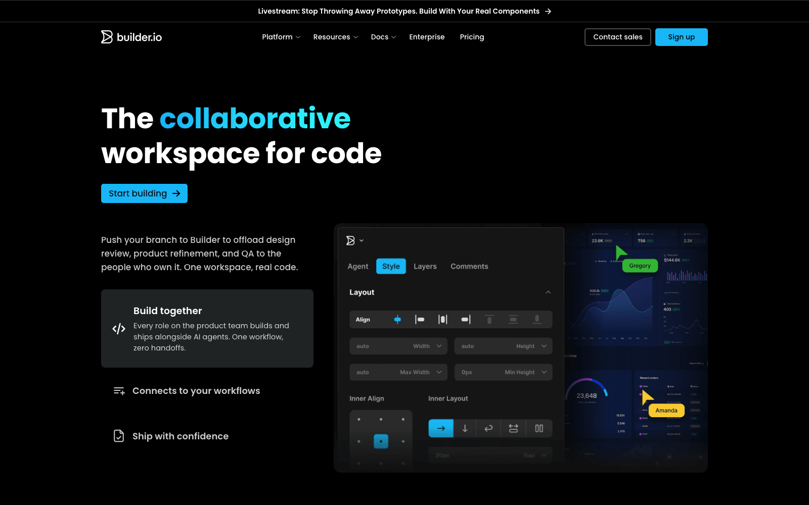 Builder.io developer tools tool screenshot