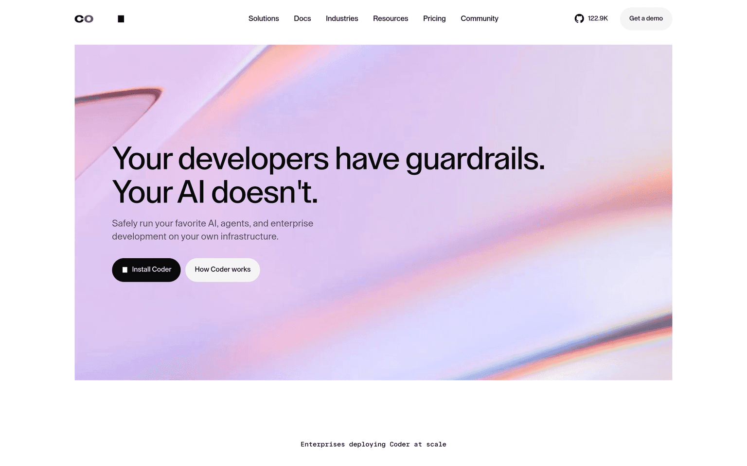 Coder product interface dashboard screenshot homepage view