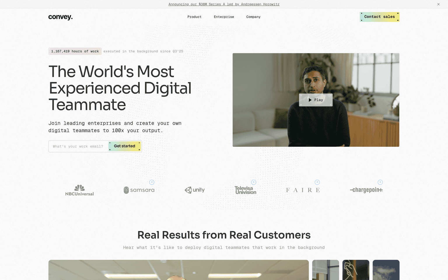 Convey product interface dashboard screenshot homepage view