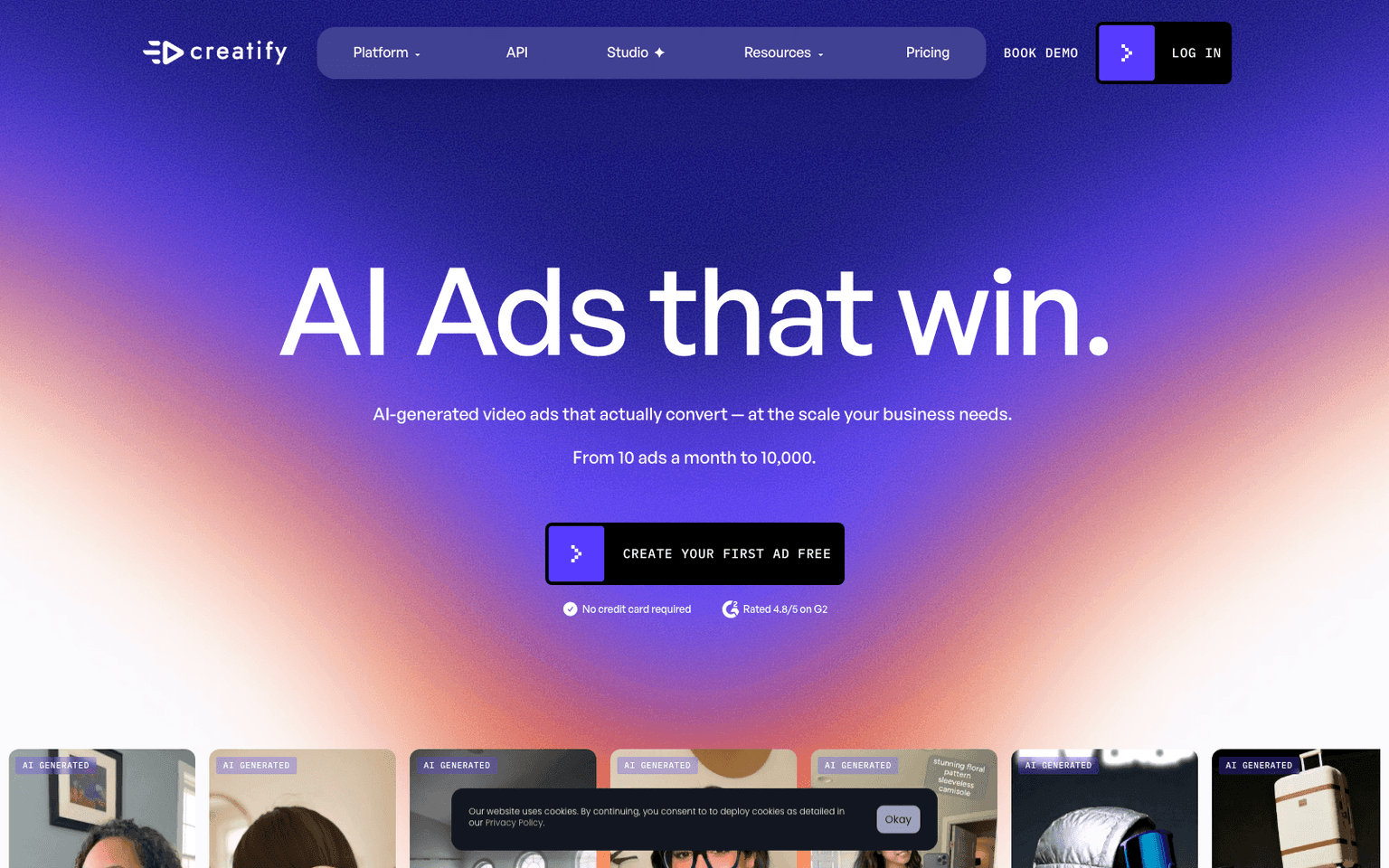 Creatify video creation tool screenshot