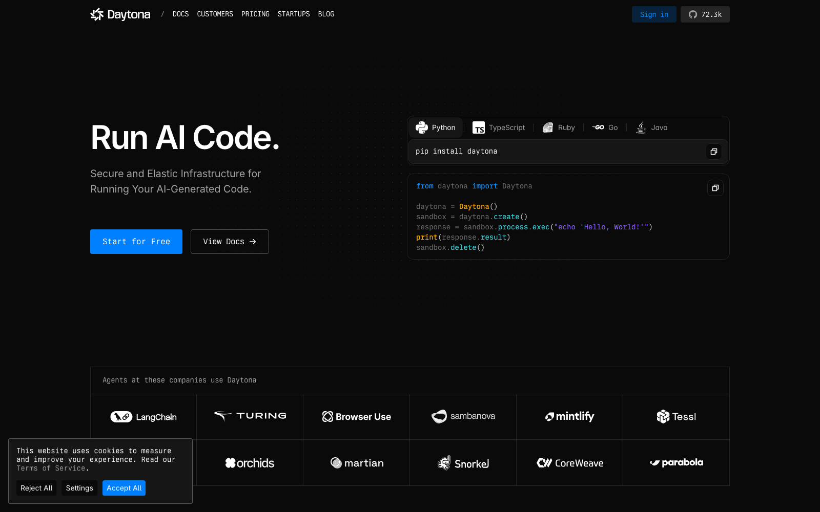 Daytona developer tools tool screenshot