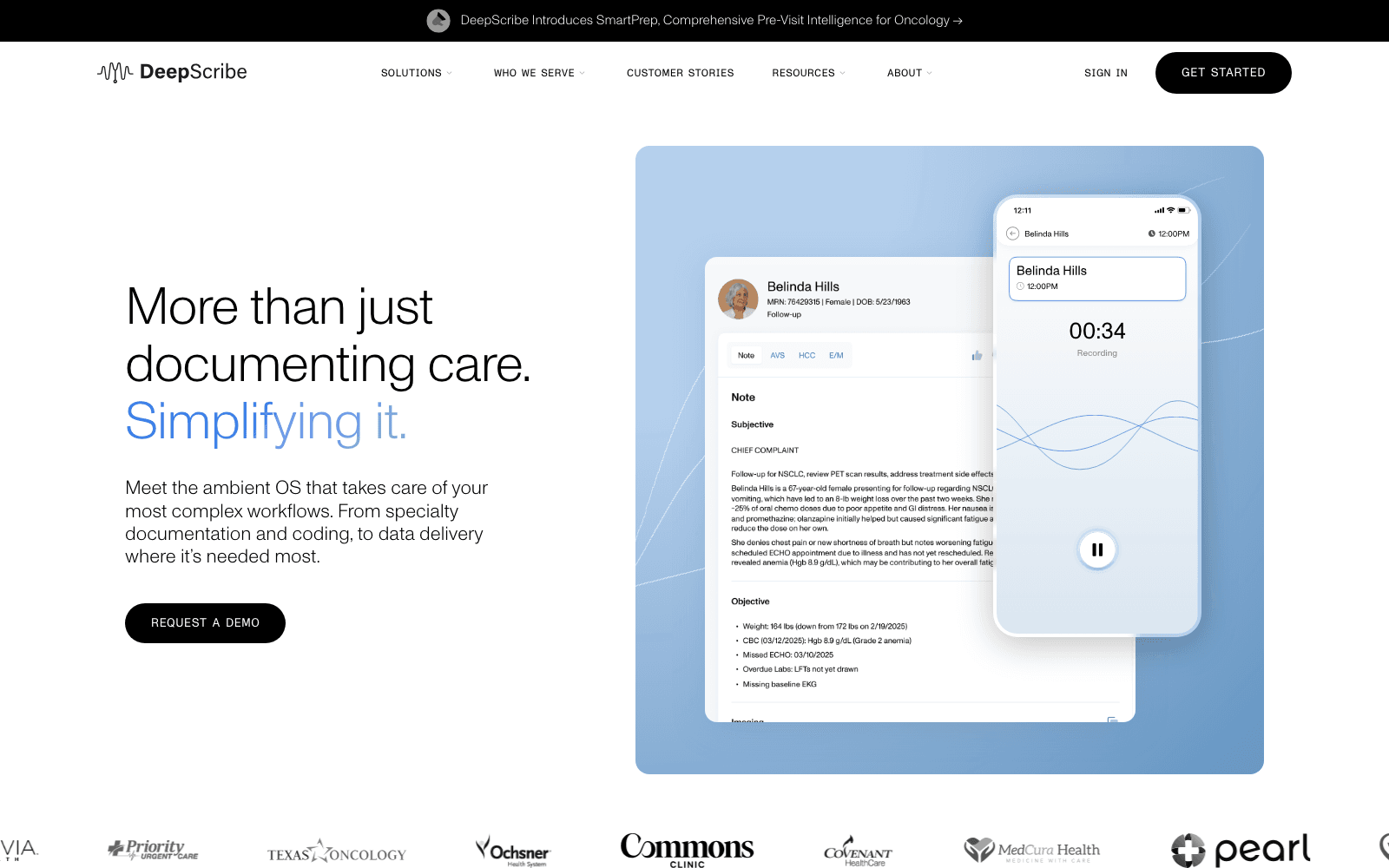 DeepScribe healthcare tool screenshot