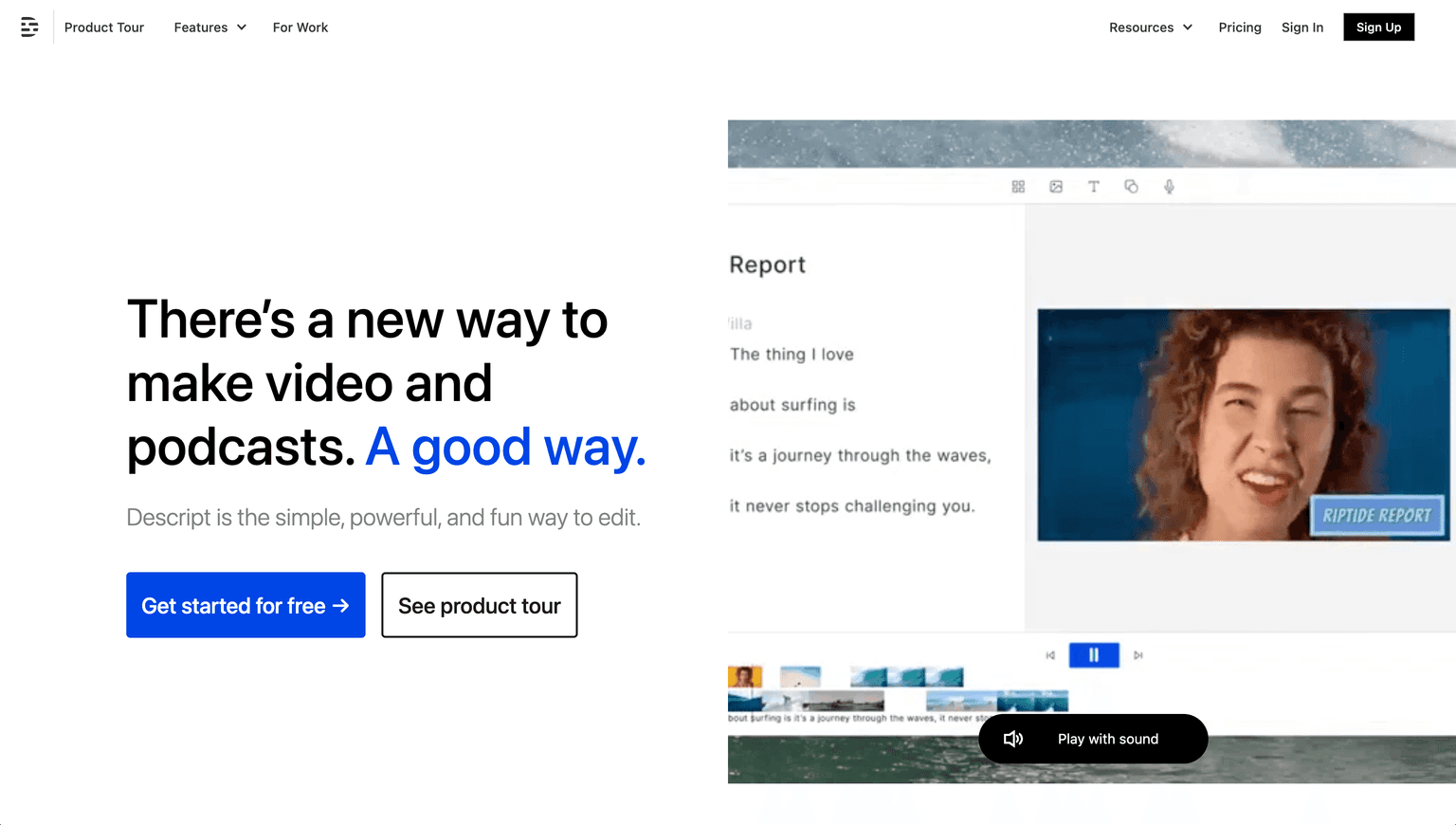 Descript video creation tool screenshot