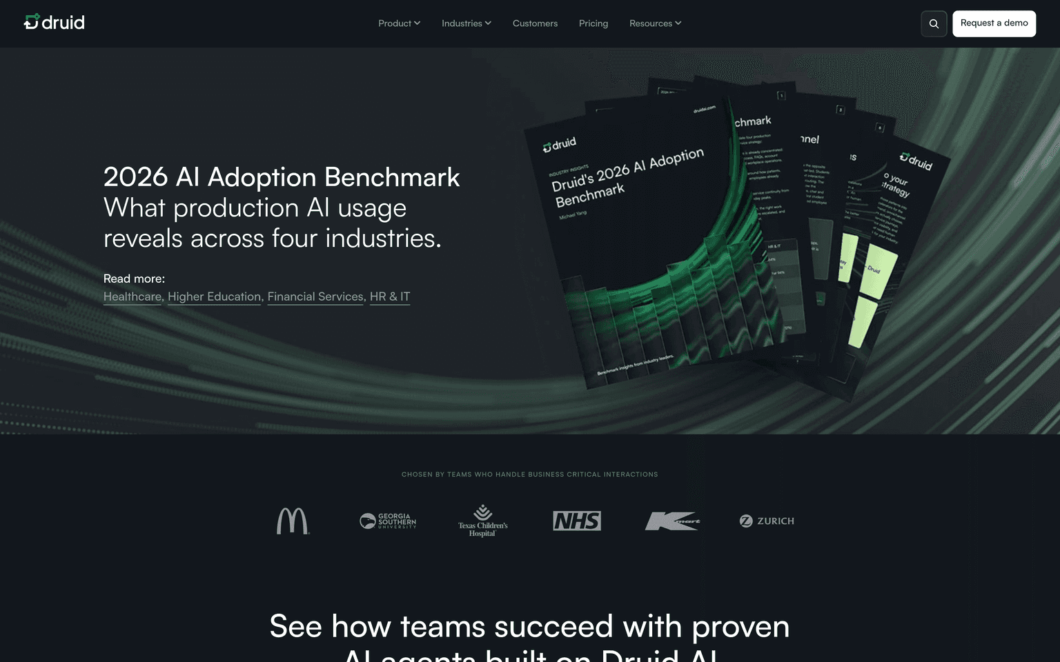 Druid AI product interface dashboard screenshot homepage view