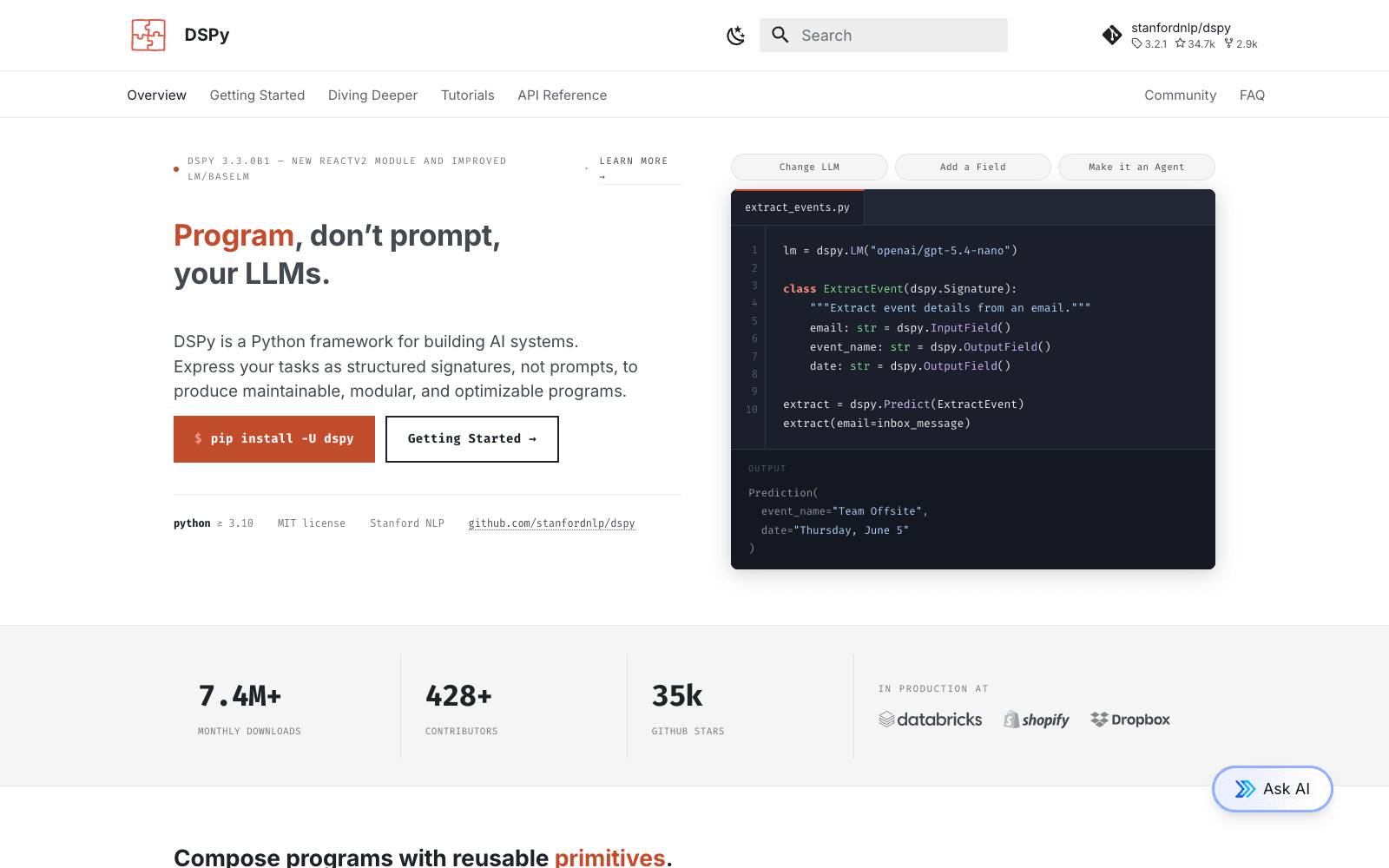 DSPy developer tools tool screenshot