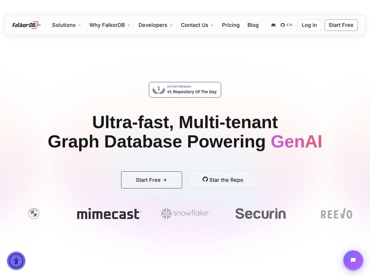 FalkorDB product interface dashboard screenshot homepage view