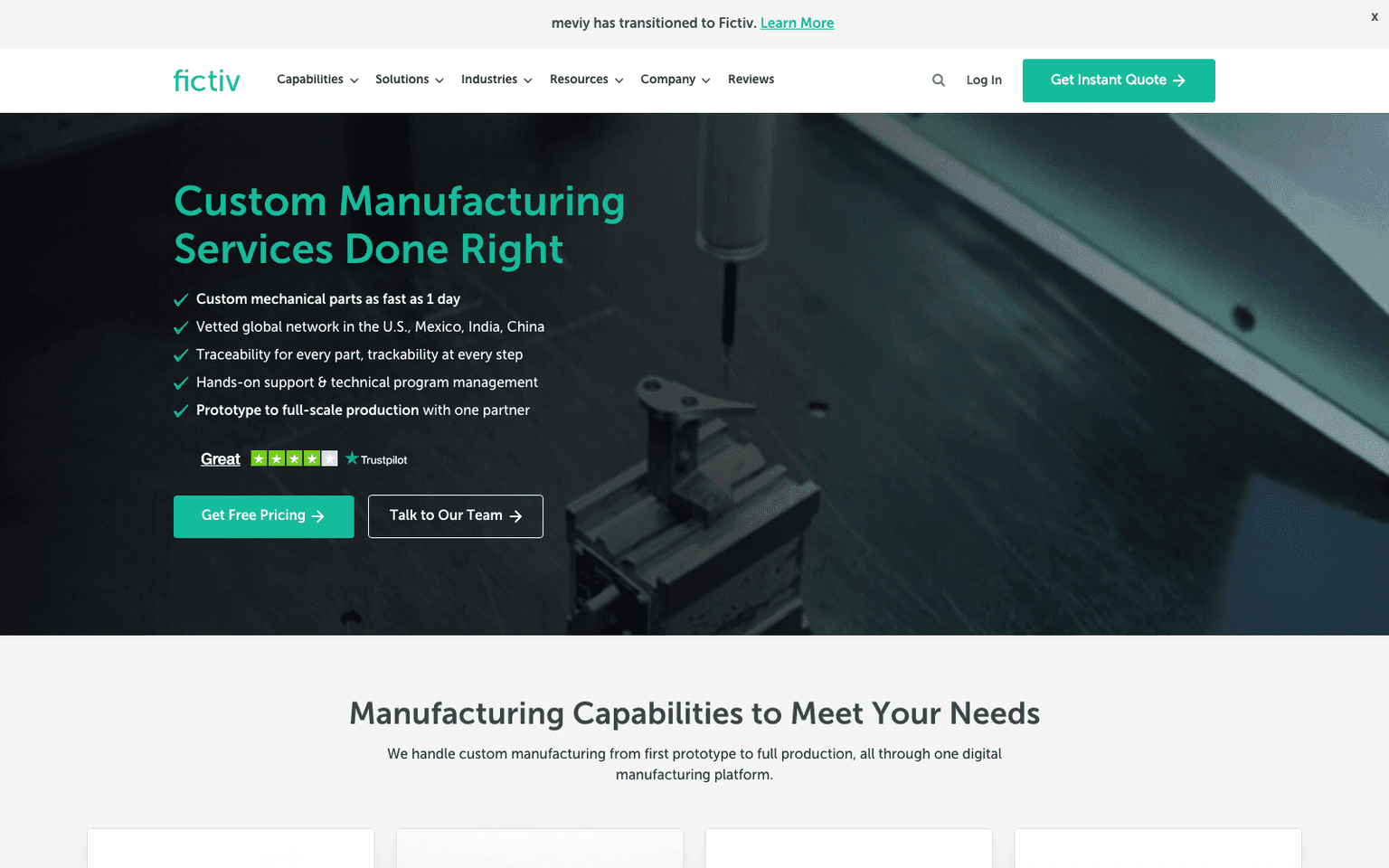 Fictiv engineering & simulation tool screenshot