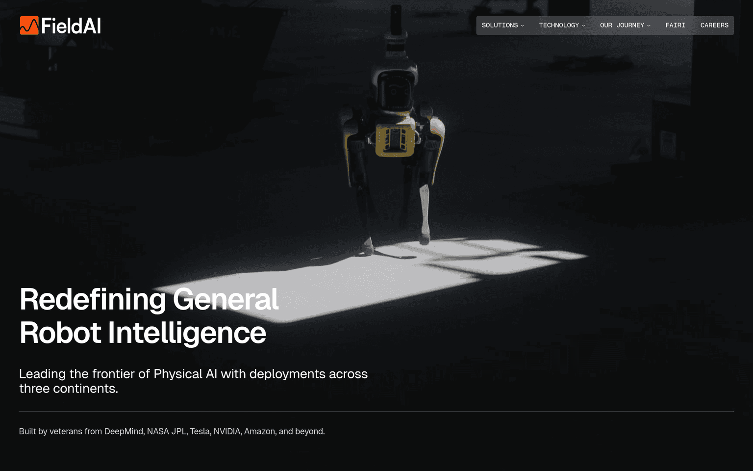 Field AI product interface dashboard screenshot homepage view