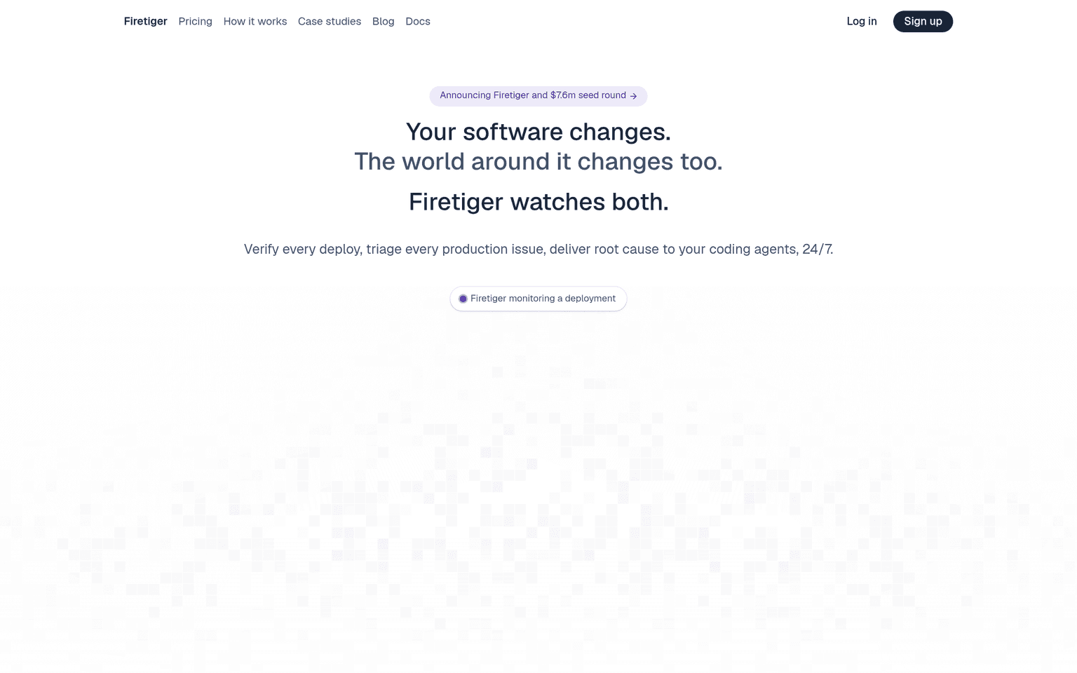 Firetiger product interface dashboard screenshot homepage view