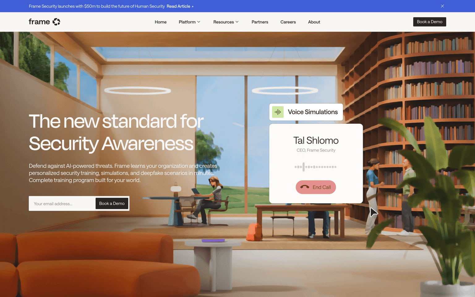 Frame Security product interface dashboard screenshot homepage view