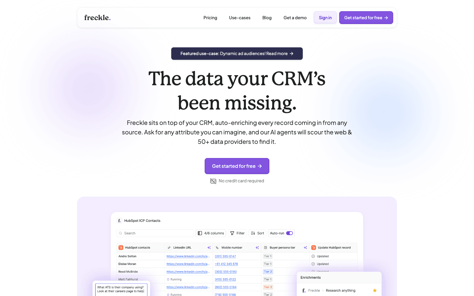 Freckle sales & revops tool screenshot