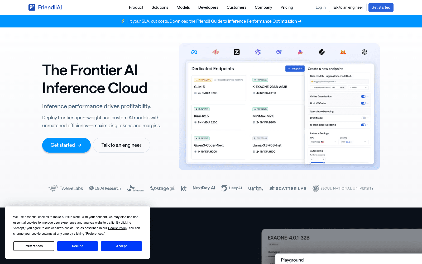 FriendliAI ai infrastructure tool screenshot