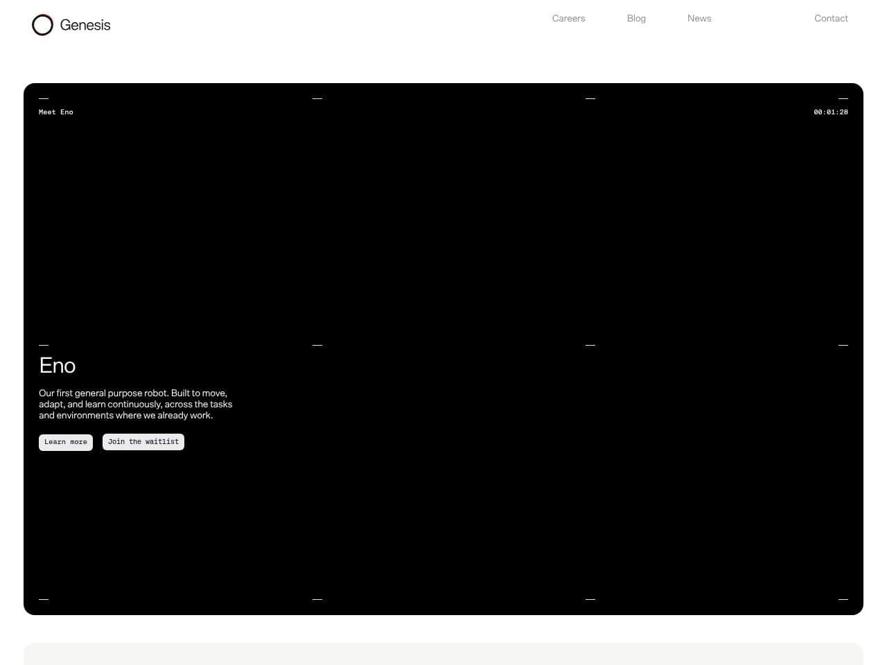 Genesis AI product interface dashboard screenshot homepage view