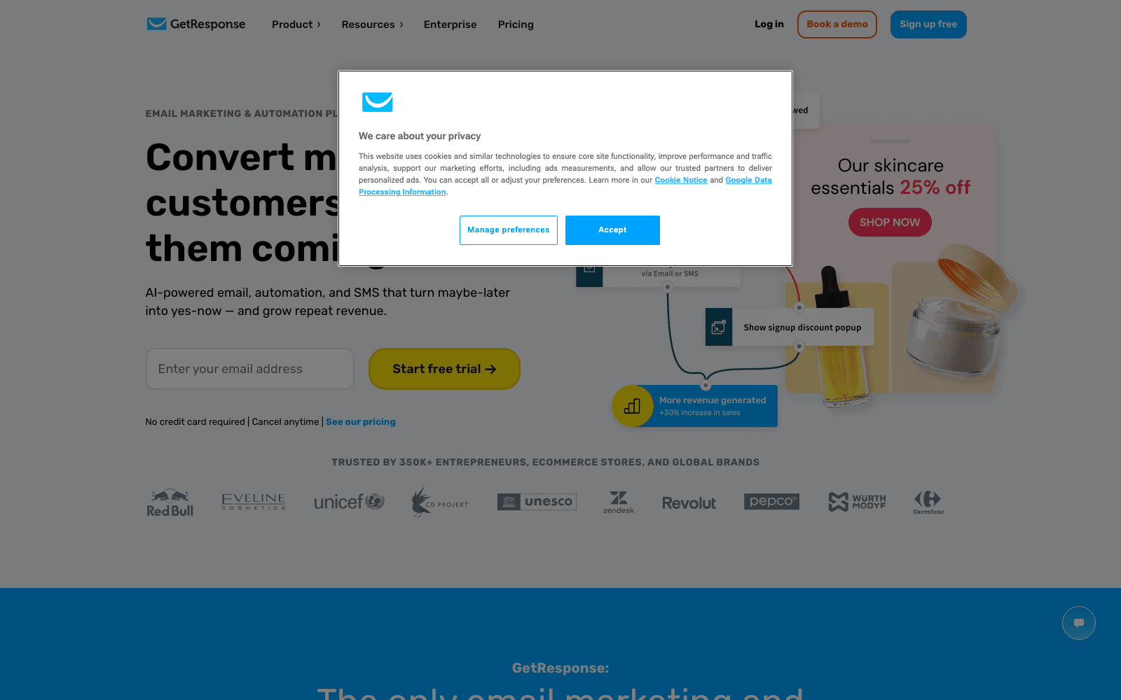 GetResponse marketing & seo tool screenshot