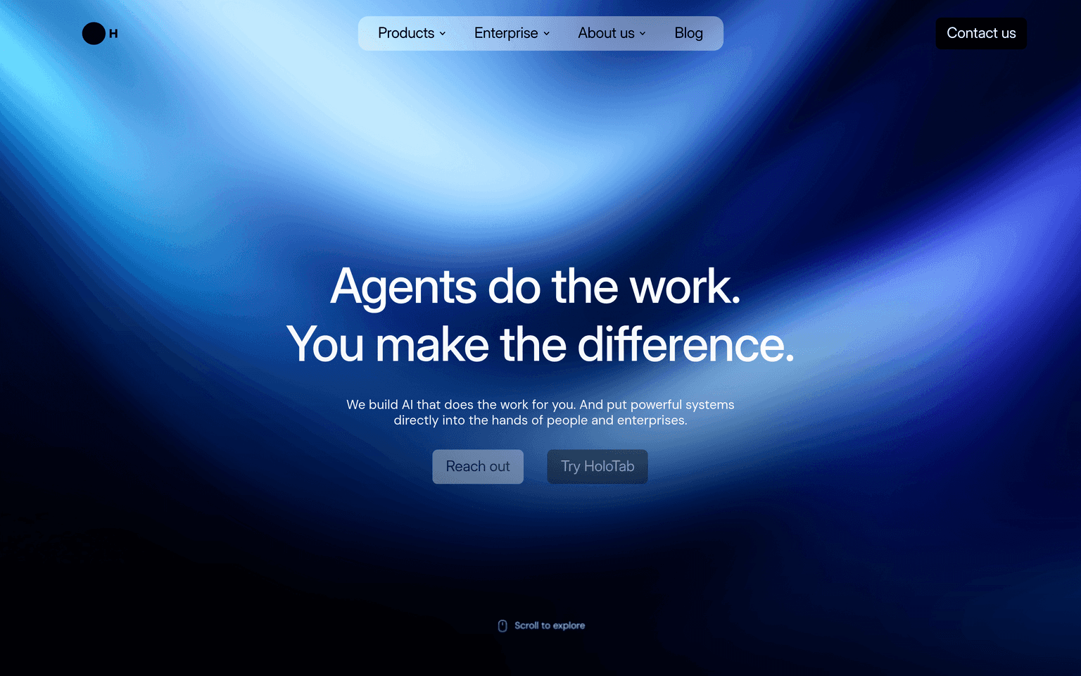 H Company product interface dashboard screenshot homepage view