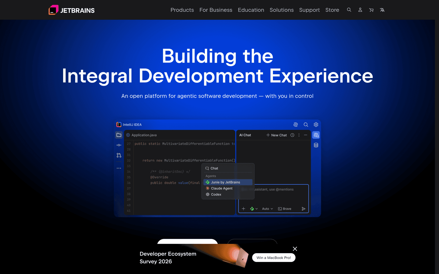JetBrains product interface dashboard screenshot homepage view