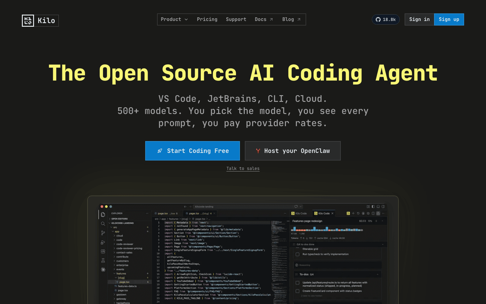 Kilo Code coding assistants tool screenshot