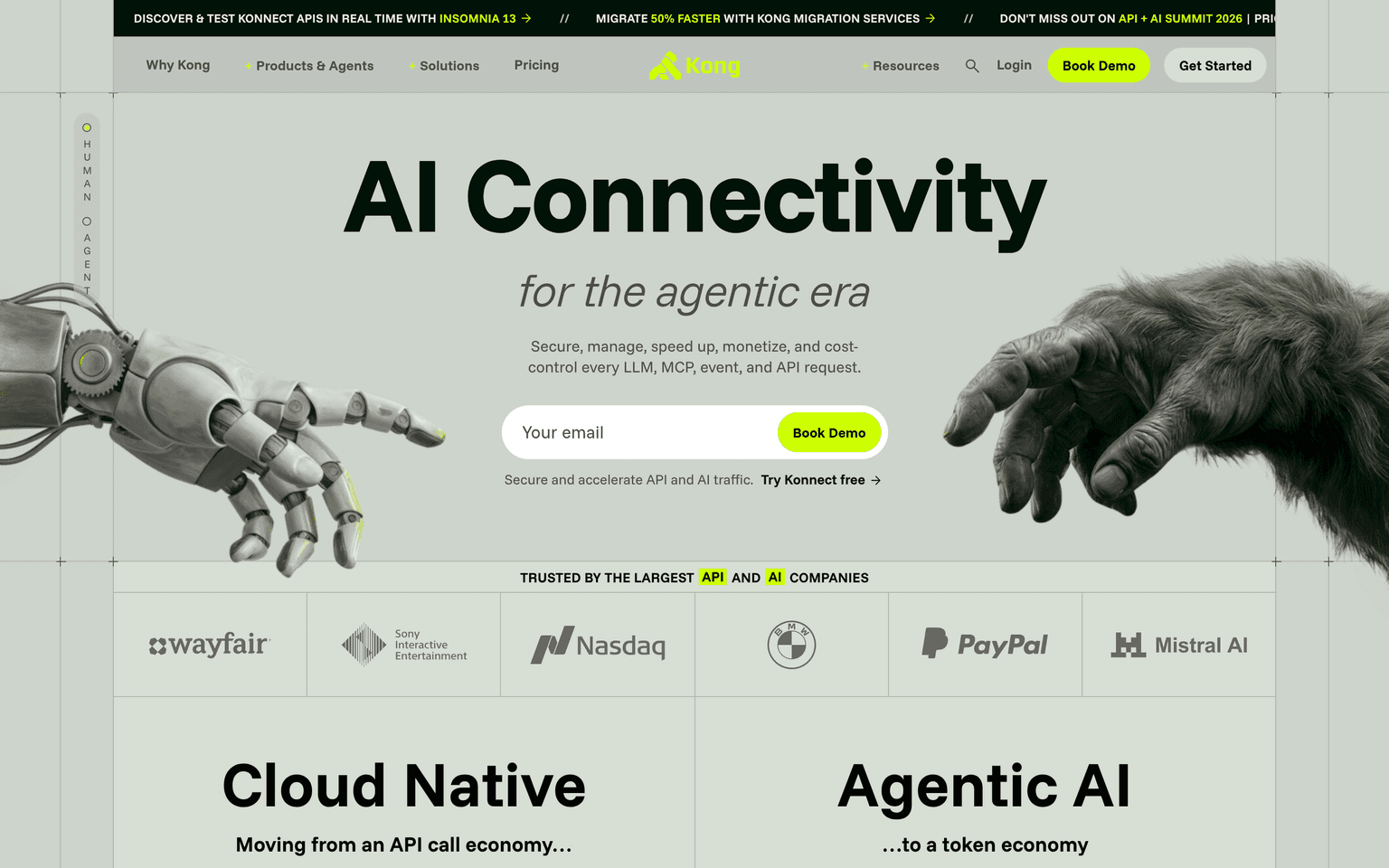 Kong product interface dashboard screenshot homepage view