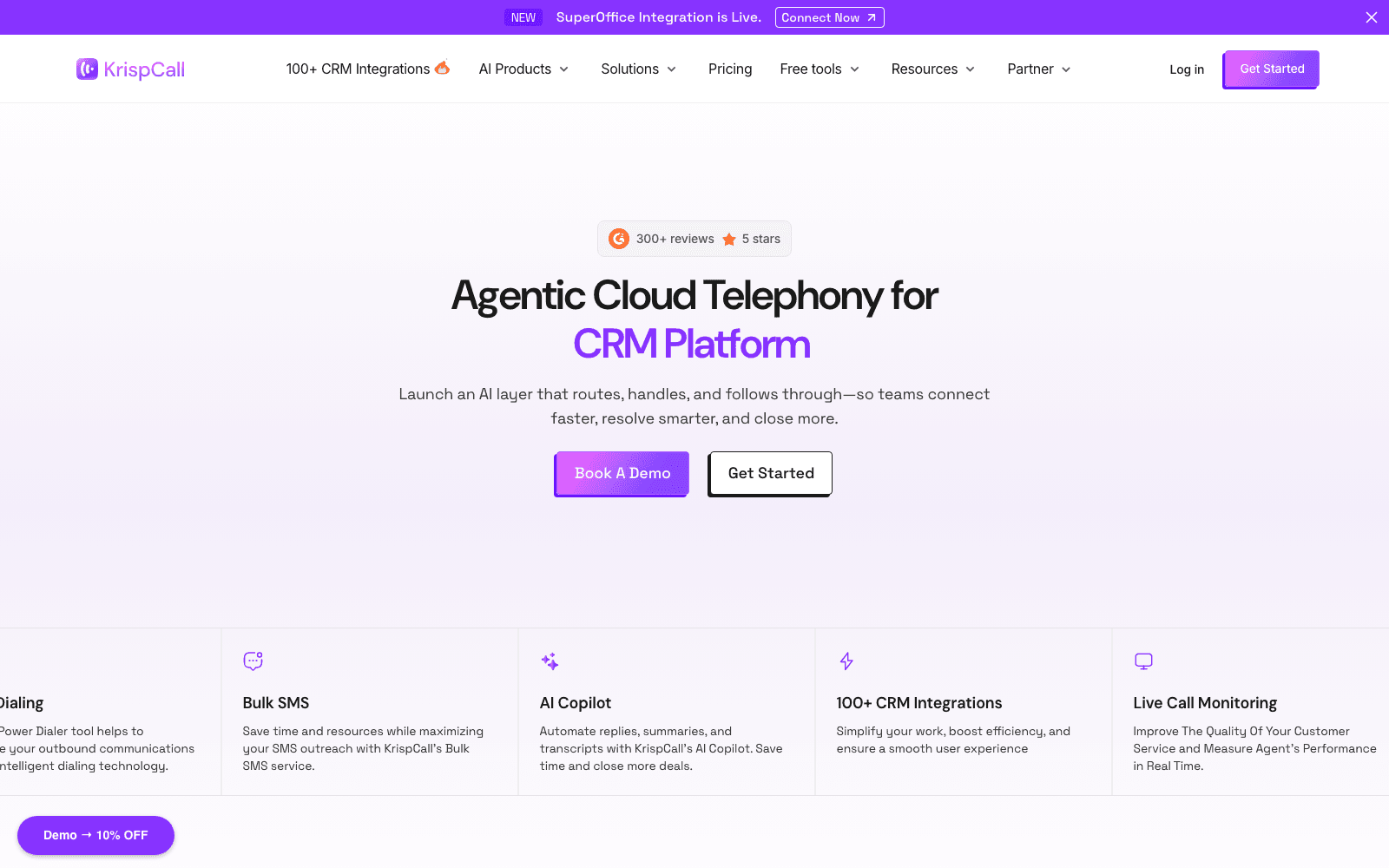 KrispCall voice ai tool screenshot