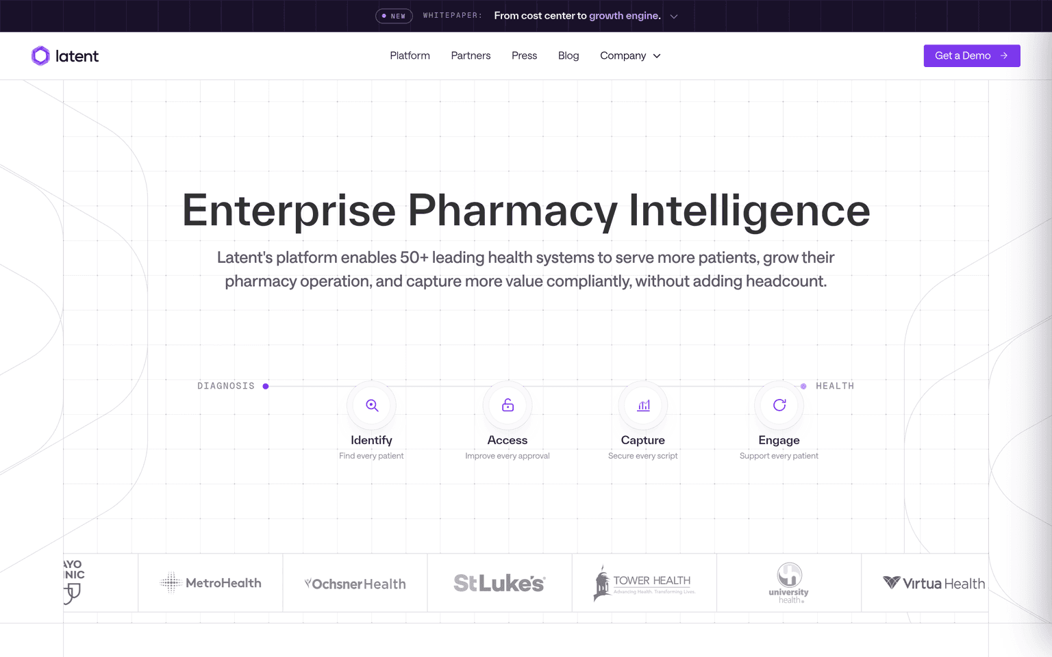 Latent Health product interface dashboard screenshot homepage view