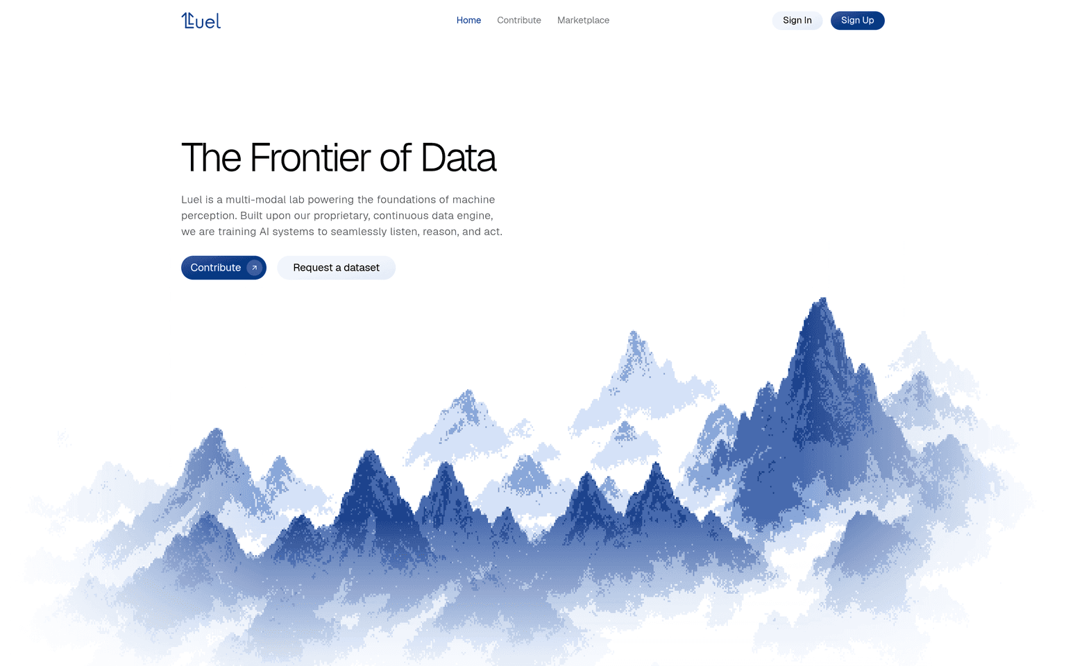 Luel product interface dashboard screenshot homepage view