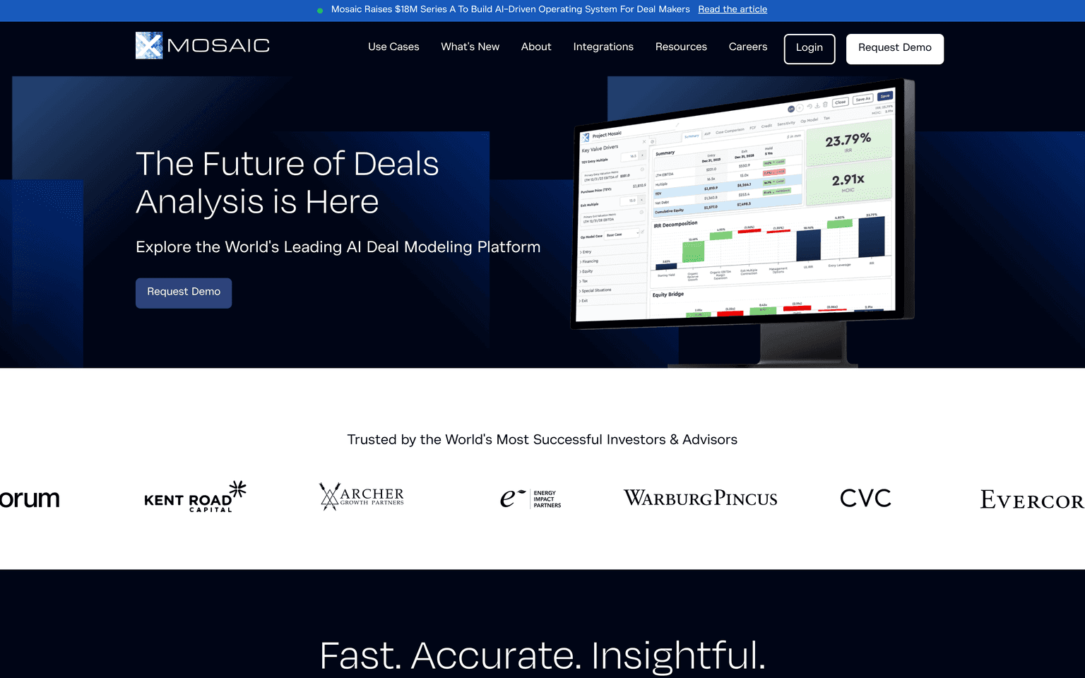 Mosaic product interface dashboard screenshot homepage view