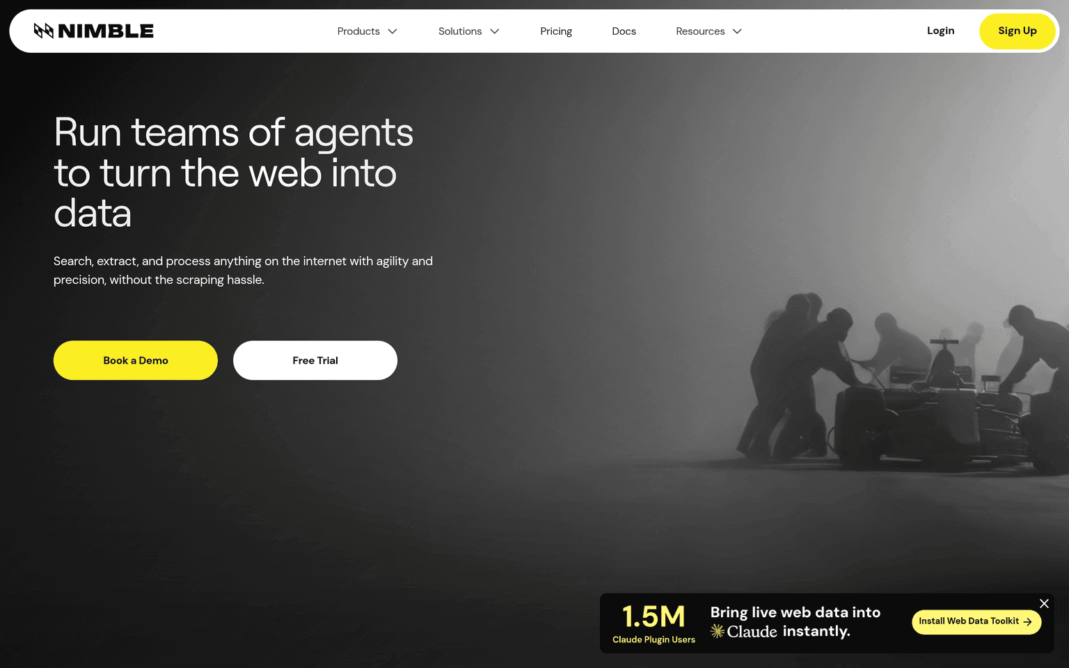 Nimble product interface dashboard screenshot homepage view