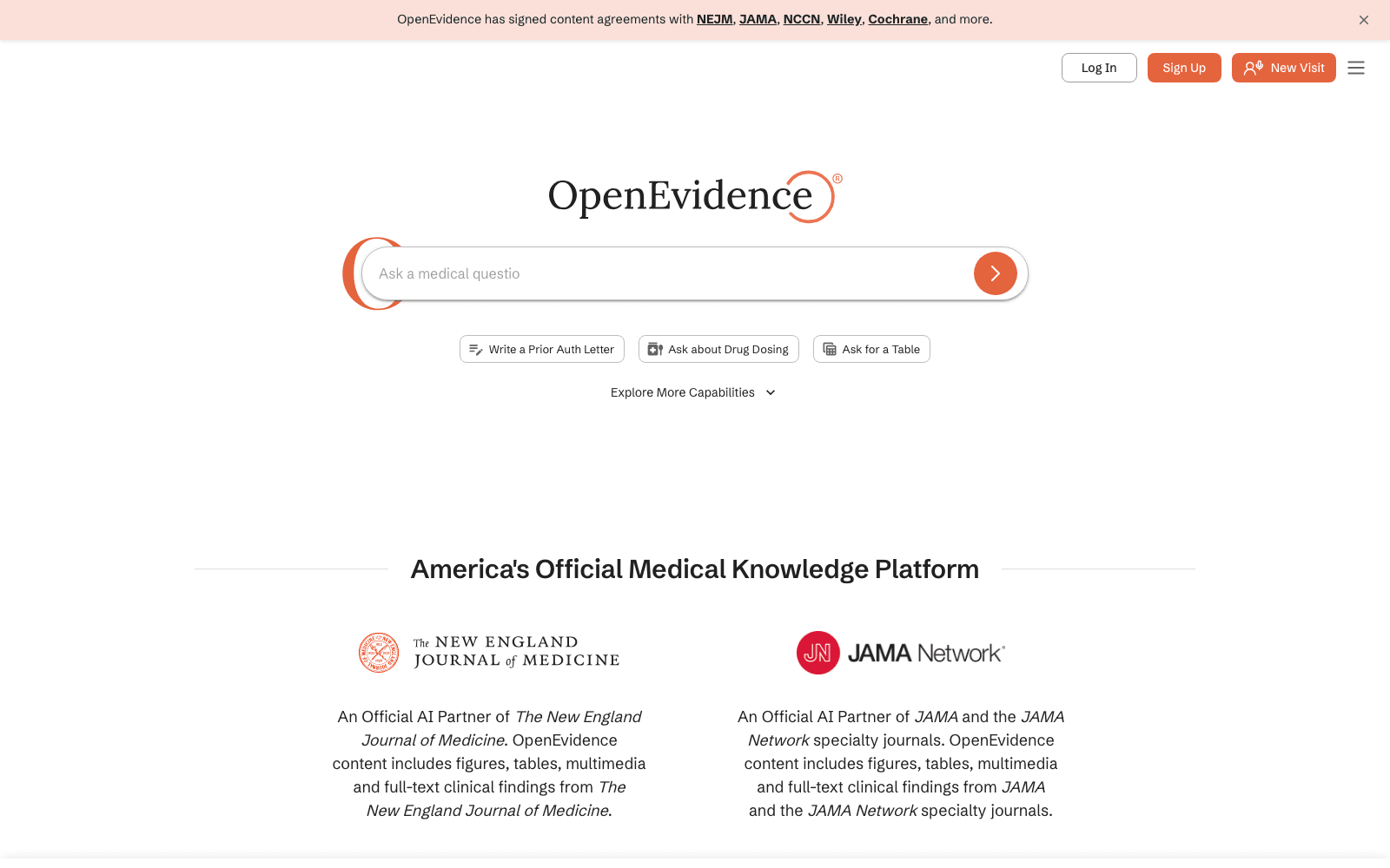 OpenEvidence healthcare tool screenshot