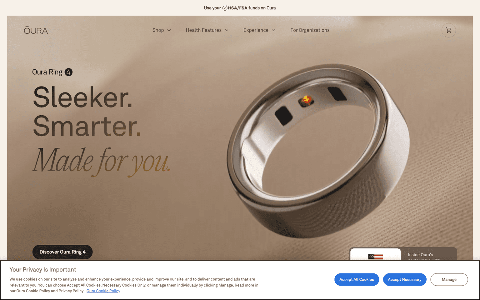 Oura fitness & lifestyle tool screenshot