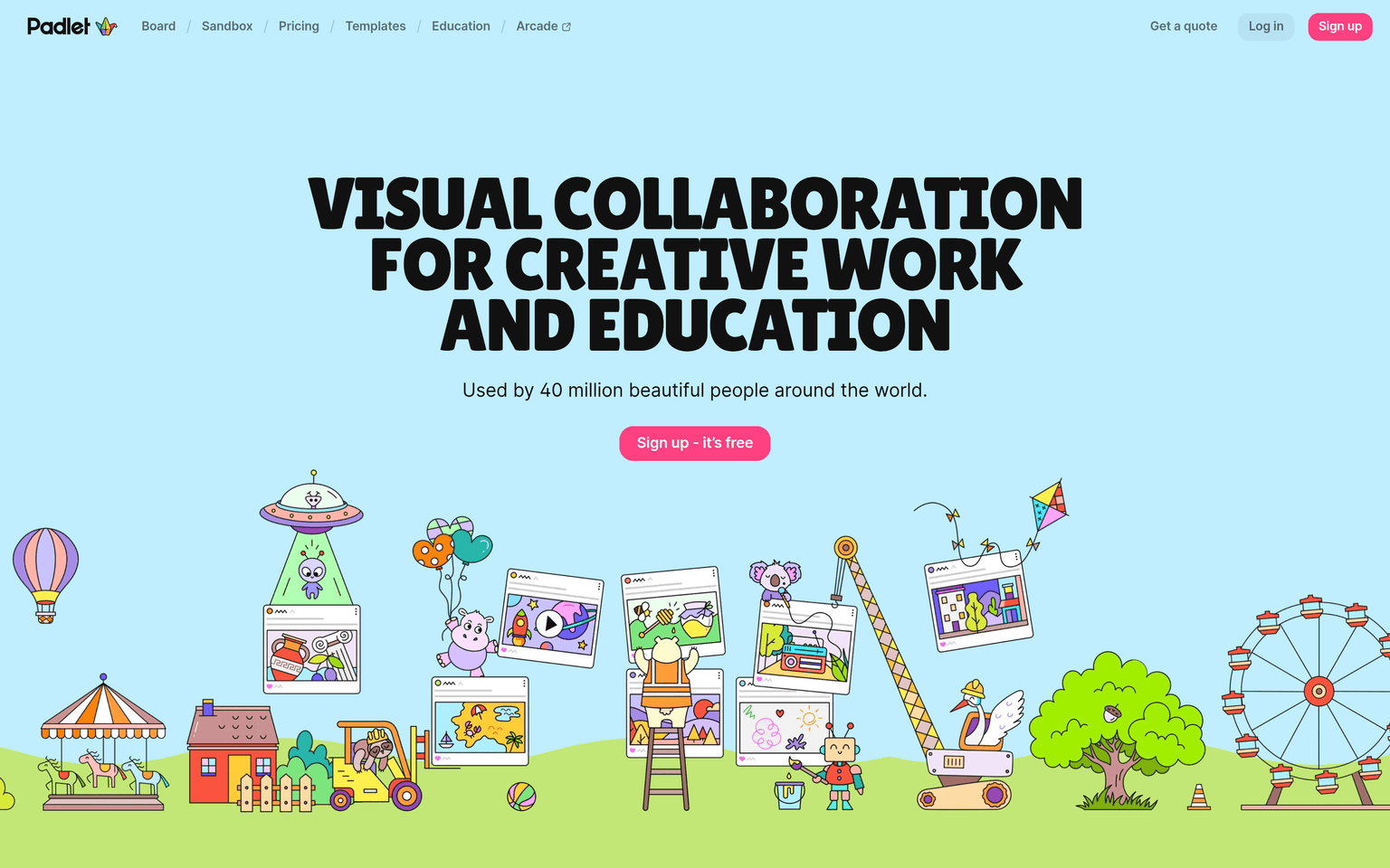 Padlet product interface dashboard screenshot homepage view
