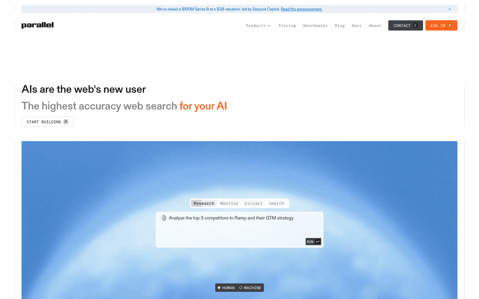 Parallel Web Systems ai infrastructure tool screenshot
