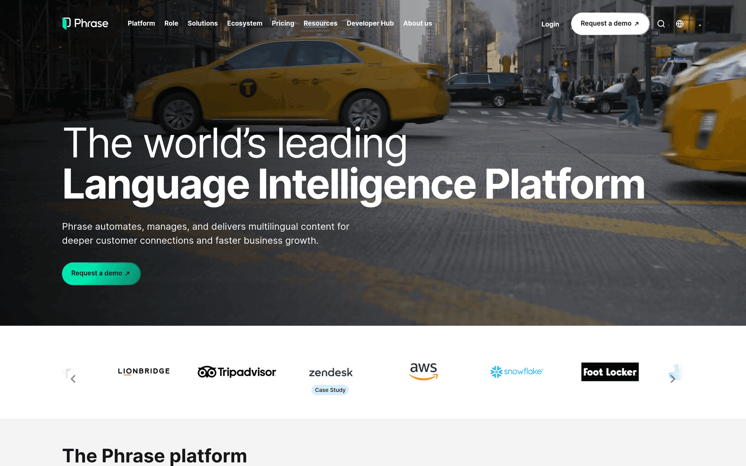 Phrase product interface dashboard screenshot homepage view