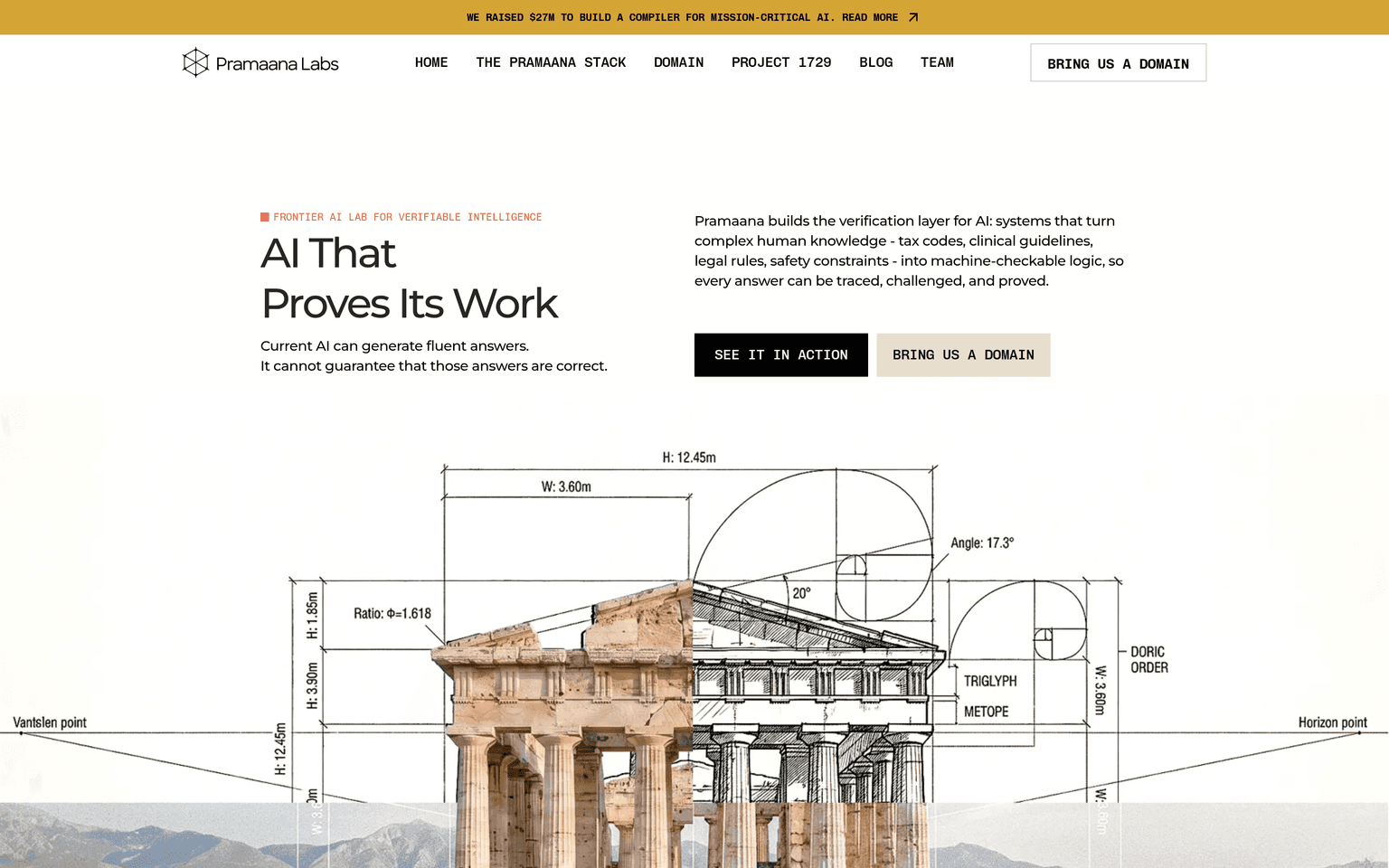 Pramaana Labs product interface dashboard screenshot homepage view