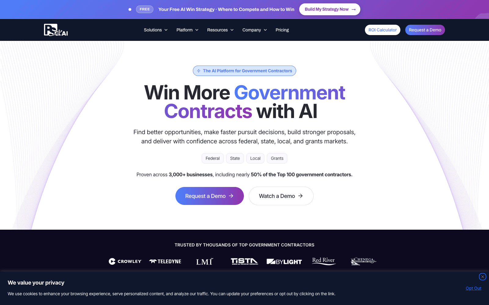 Procurement Sciences homepage screenshot showing the product interface and branding