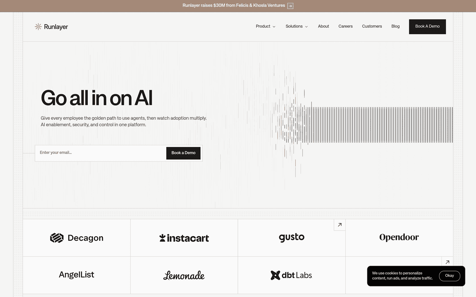 Runlayer product interface dashboard screenshot homepage view