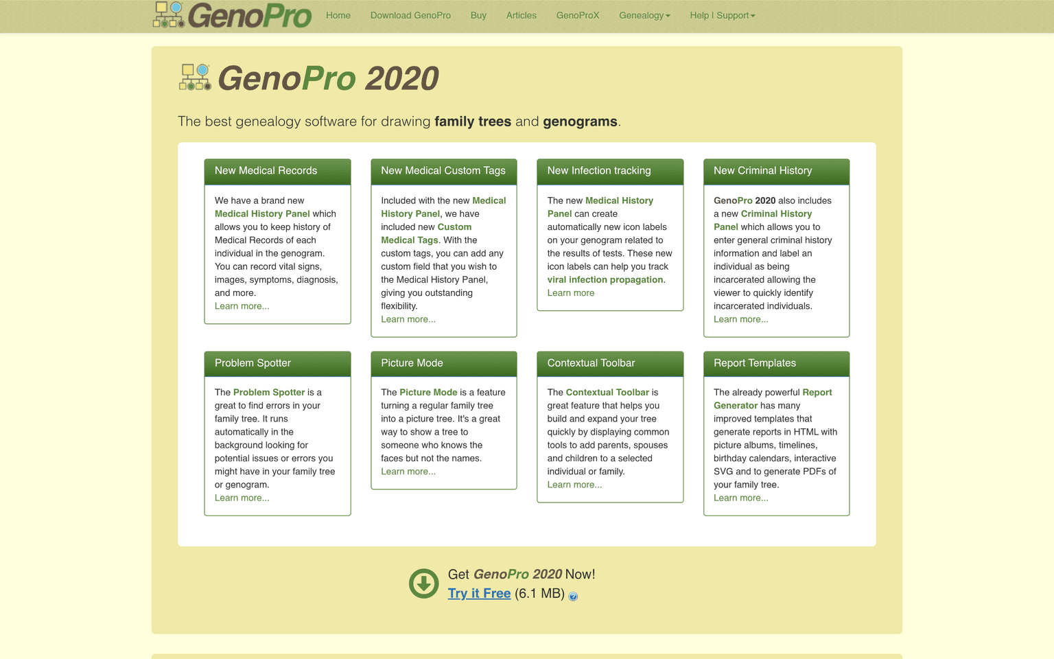 GenoPro desktop genogram and genealogy software interface screenshot