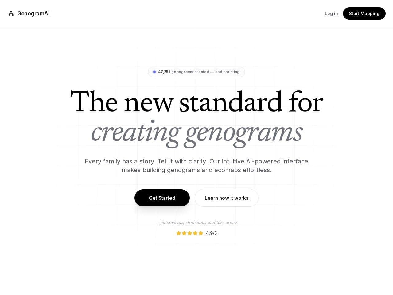 GenogramAI AI genogram maker web application interface screenshot
