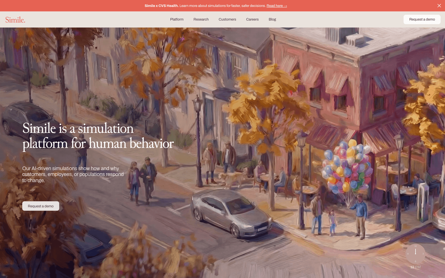 Simile product interface dashboard screenshot homepage view
