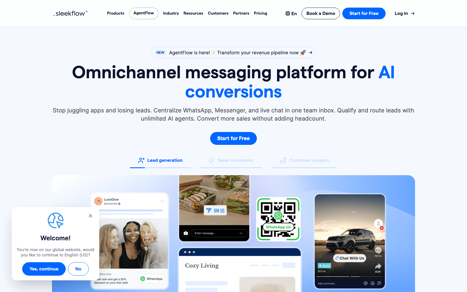 SleekFlow customer support tool screenshot