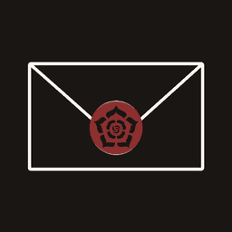 Sealed Rose logo, a dark envelope with a red rose wax-seal mark at the center