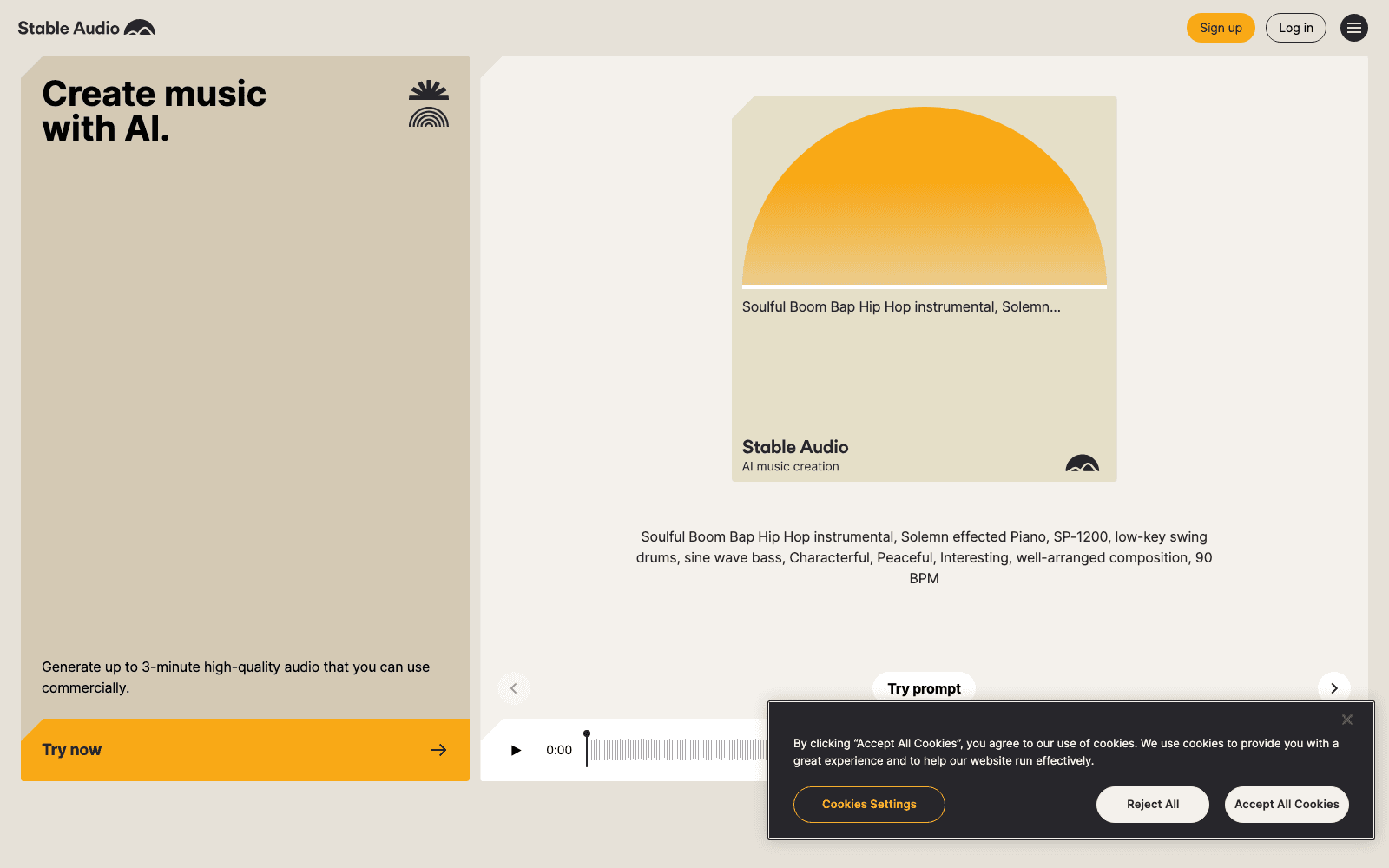 Stable Audio music creation tool screenshot